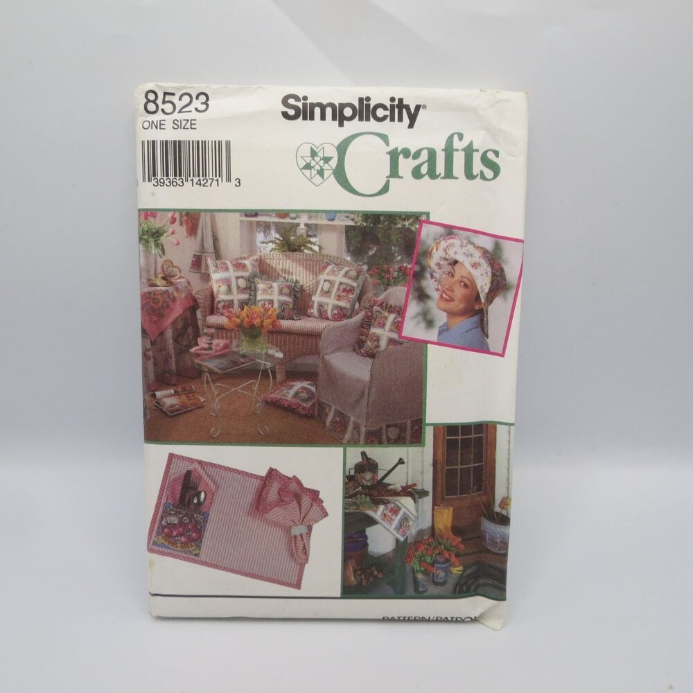 Simplicity 8523 Crafts Gardening Hat Apron Pillow Placemat ONE SIZE 1990s